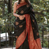 Blooming Black Soft Silk Saree With Impressive Blouse Piece
