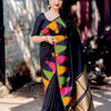 Beauteous Black Soft Silk Saree With Entrancing Blouse Piece