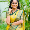 Glorious Yellow Soft Silk Saree With Adorable Blouse Piece