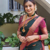 Exceptional Dark Green Soft Silk Saree With Glowing Blouse Piece