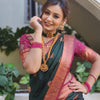 Exceptional Dark Green Soft Silk Saree With Glowing Blouse Piece