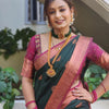 Exceptional Dark Green Soft Silk Saree With Glowing Blouse Piece