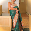 Demesne Dark Green Paithani Silk Saree With Comely Blouse Piece
