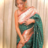 Demesne Dark Green Paithani Silk Saree With Comely Blouse Piece