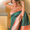 Demesne Dark Green Paithani Silk Saree With Comely Blouse Piece