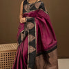 Adorable Purple Soft Banarasi Silk Saree With Glorious Blouse Piece