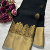 Beleaguer Black Soft Banarasi Silk Saree With Forbearance Blouse Piece