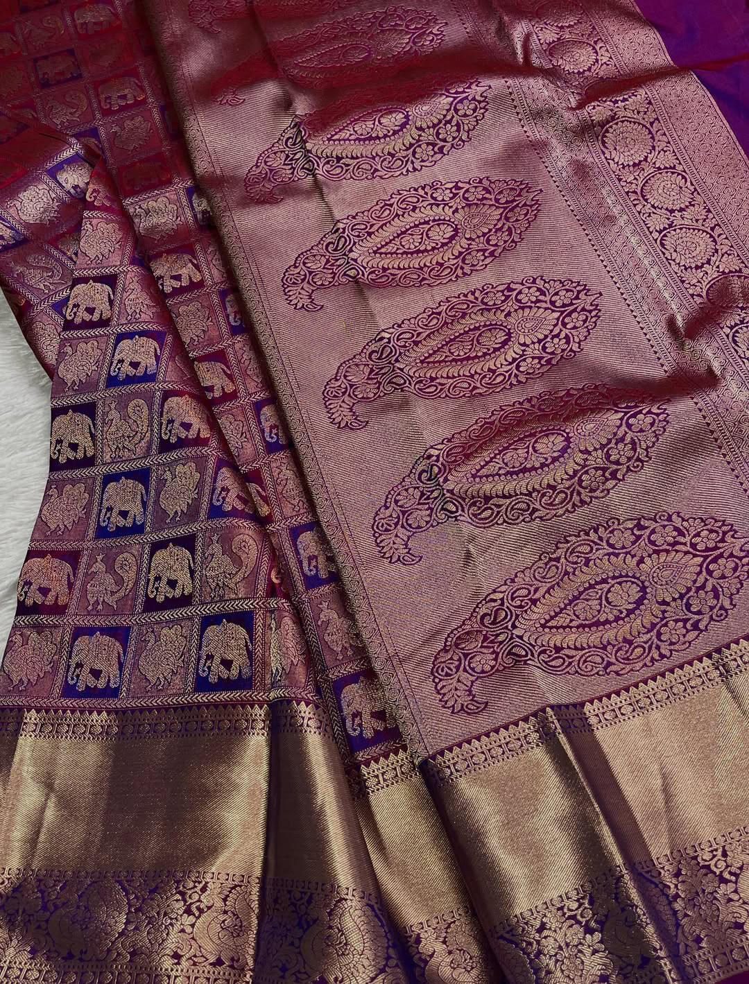 Rhapsody Purple Soft Banarasi Silk Saree With Piquant Blouse Piece