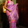 Glorious Lavender Soft Banarasi Silk Saree With Stunner Blouse Piece