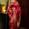 Assemblage Red Soft Banarasi Silk Saree With Dalliance Blouse Piece