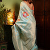 Evocative Sky Soft Banarasi Silk Saree With Petrichor Blouse Piece