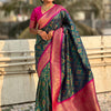 Fantabulous Dark Green Soft Silk Saree With Transcendent Blouse Piece