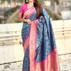 Gratifying Rama Soft Silk Saree With Gleaming Blouse Piece