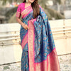 Gratifying Rama Soft Silk Saree With Gleaming Blouse Piece