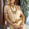 Winsome Beige Soft Banarasi Silk Saree With Tempting Blouse Piece