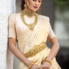 Winsome Beige Soft Banarasi Silk Saree With Tempting Blouse Piece