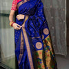 Designer Royal Blue Paithani Silk Saree With Flameboyant Blouse Piece