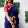 Designer Royal Blue Paithani Silk Saree With Flameboyant Blouse Piece