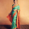 Exuberant Firozi Soft Silk Saree With Surreptitious Blouse Piece