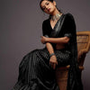 Tempting Black Soft Silk Saree With Devastating Blouse Piece
