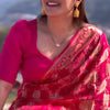 Flattering Dark Pink Soft Silk Saree With Majesty Blouse Piece