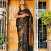 Palimpsest Black Soft Silk Saree With Magnetic Blouse Piece