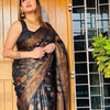 Palimpsest Black Soft Silk Saree With Magnetic Blouse Piece