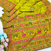 Ethnic Mehandi Nylon Dola Pashmina Saree With Quixotic Blouse Piece