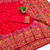 Improbable Red Nylon Dola Pashmina Saree With Sonorous Blouse Piece