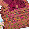 Charismatic Wine Nylon Dola Pashmina Saree With Incredible Blouse Piece
