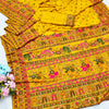 Grandiose Yellow Nylon Dola Pashmina Saree With Eclat Blouse Piece