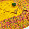 Grandiose Yellow Nylon Dola Pashmina Saree With Eclat Blouse Piece
