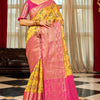 Fugacious Yellow Patola Silk Saree with Dalliance Blouse Piece