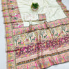 Nebula Beige Nylon Dola Pashmina Saree With Tremendous Blouse Piece