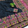 Divine Black Nylon Dola Pashmina Saree With Glowing Blouse Piece