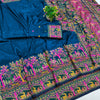 Blissful Blue Nylon Dola Pashmina Saree With Stylish Blouse Piece