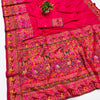 Resonant Dark Pink Nylon Dola Pashmina Saree With Profuse Blouse Piece