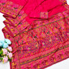 Resonant Dark Pink Nylon Dola Pashmina Saree With Profuse Blouse Piece