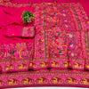 Resonant Dark Pink Nylon Dola Pashmina Saree With Profuse Blouse Piece