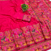 Resonant Dark Pink Nylon Dola Pashmina Saree With Profuse Blouse Piece