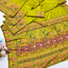 Enamoring Mehandi Nylon Dola Pashmina Saree With Surpassing Blouse Piece