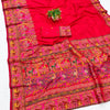 Woebegone Red Nylon Dola Pashmina Saree With Redolent Blouse Piece