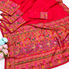 Woebegone Red Nylon Dola Pashmina Saree With Redolent Blouse Piece