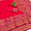 Woebegone Red Nylon Dola Pashmina Saree With Redolent Blouse Piece