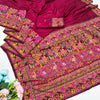 Prettiest Wine Nylon Dola Pashmina Saree With Glamorous Blouse Piece