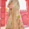 Invaluable Beige Cotton Silk Saree With Blooming Blouse Piece