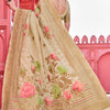 Invaluable Beige Cotton Silk Saree With Blooming Blouse Piece