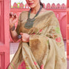 Invaluable Beige Cotton Silk Saree With Blooming Blouse Piece
