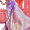 Hypnotic Lavender Cotton Silk Saree With Fairytale Blouse Piece