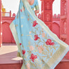 Lissome Sky Cotton Silk Saree With Serendipity Blouse Piece